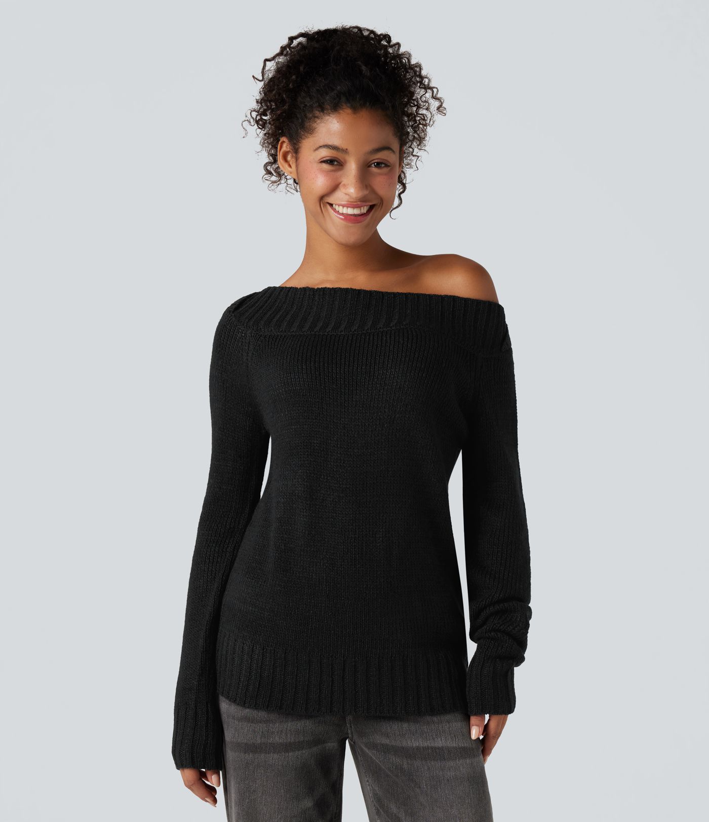 One Shoulder Long Sleeve Casual Sweater