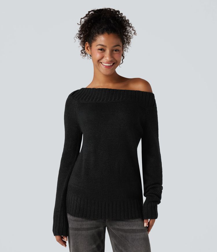 One Shoulder Long Sleeve Casual Sweater