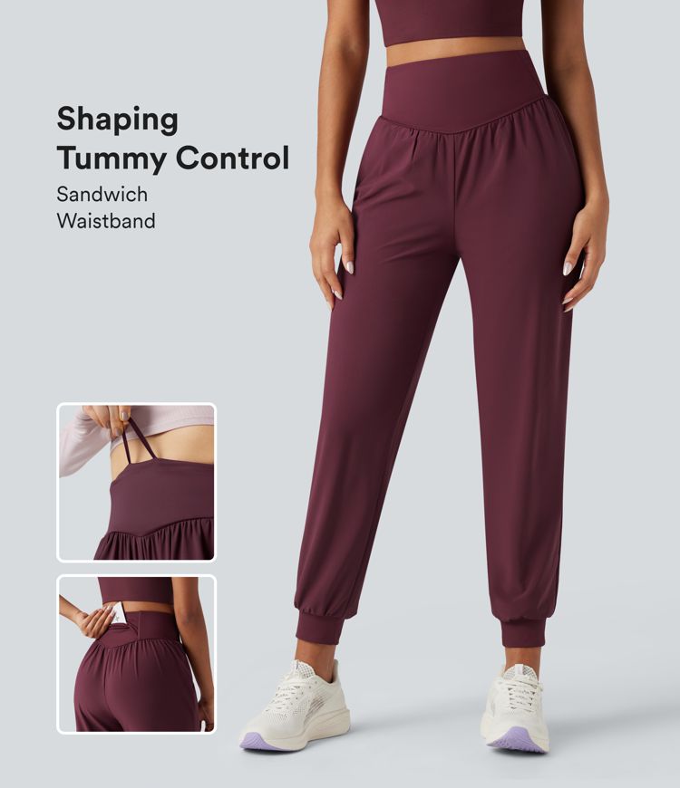 Breezeful™ SoCinched High Waisted Tummy Control Inner Drawstring Quick Dry Running Joggers with Pocket