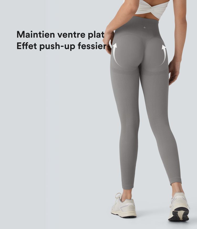 Legging de yoga 7/8 sans couture Seamless gainant et sculptant à taille haute