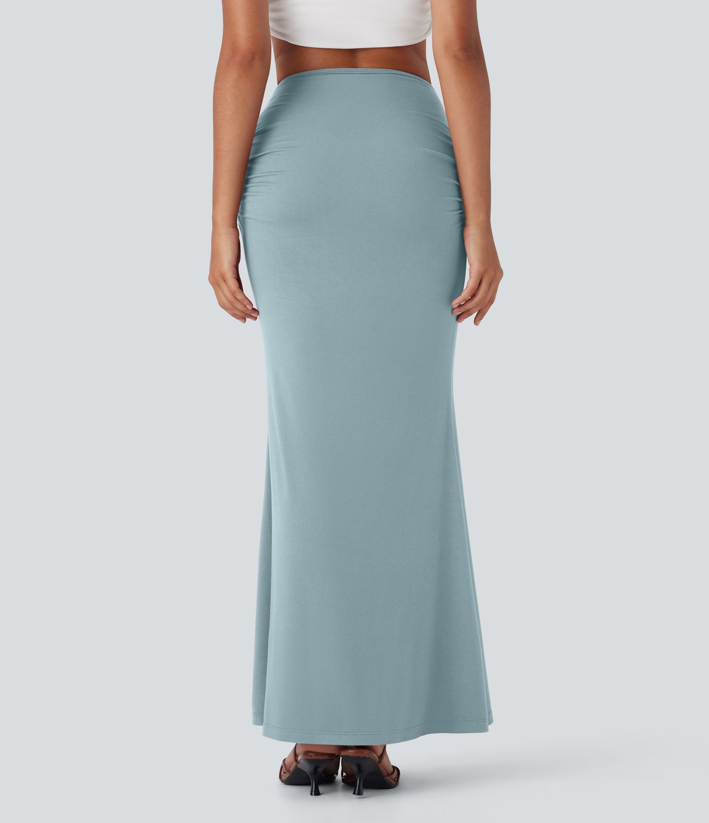 High Waisted Tummy Control Butt Lifting 2-in-1 Midi Casual Mermaid Skirt