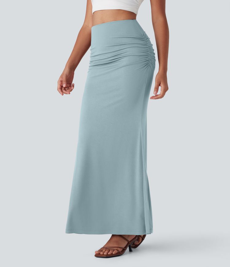 High Waisted Tummy Control Butt Lifting 2-in-1 Midi Casual Mermaid Skirt