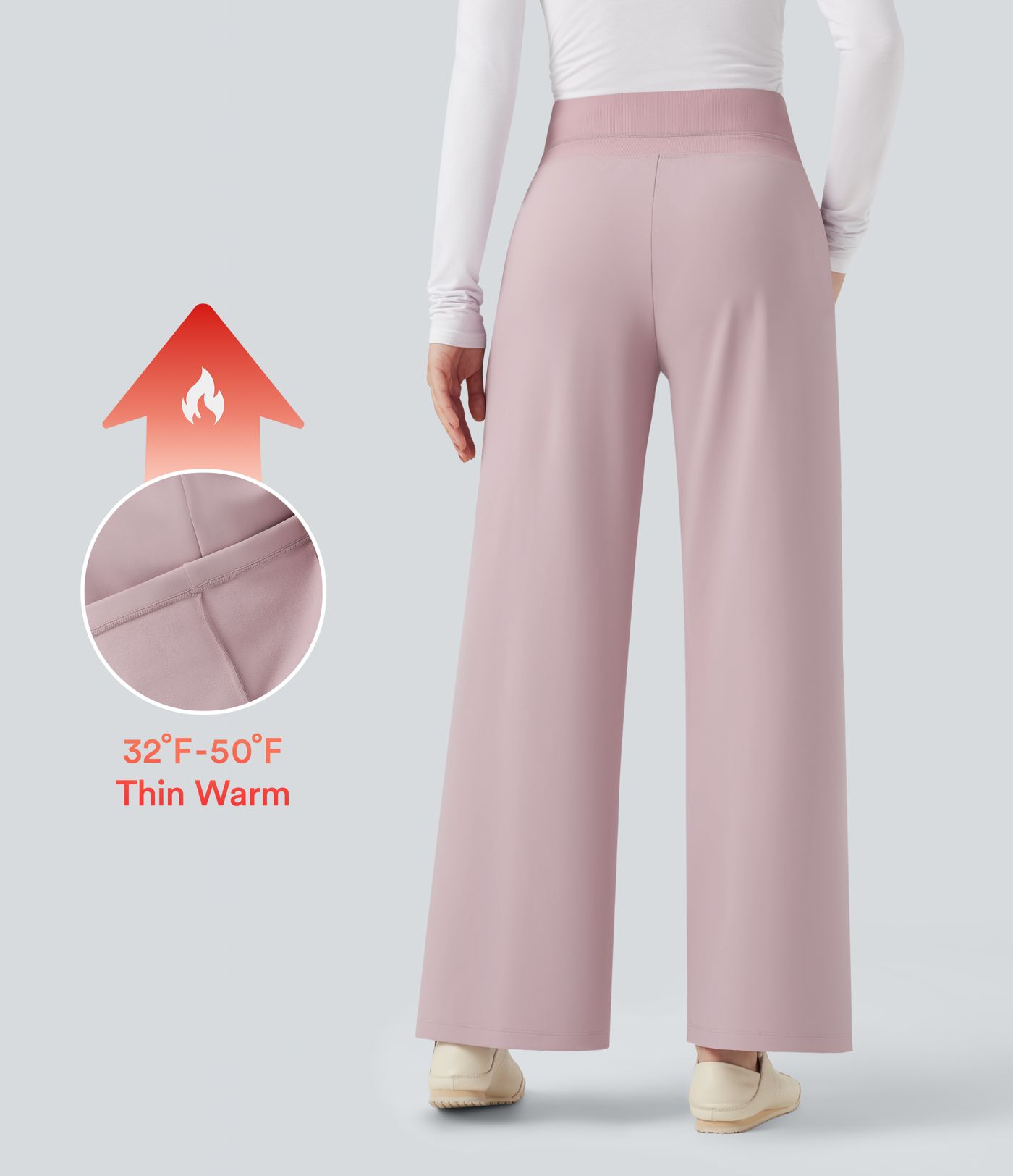 High Waisted Straight Leg Fleece Casual Pants with Pockets High Waisted Straight Leg Fleece Casual Pants with Pockets