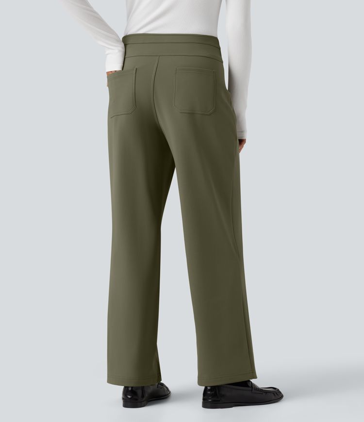 Pantalon tailleur thermique SoftlyZero™ Plush coupe droite taille mi-haute avec poches