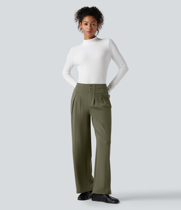 Pantalon tailleur thermique SoftlyZero™ Plush coupe droite taille mi-haute avec poches