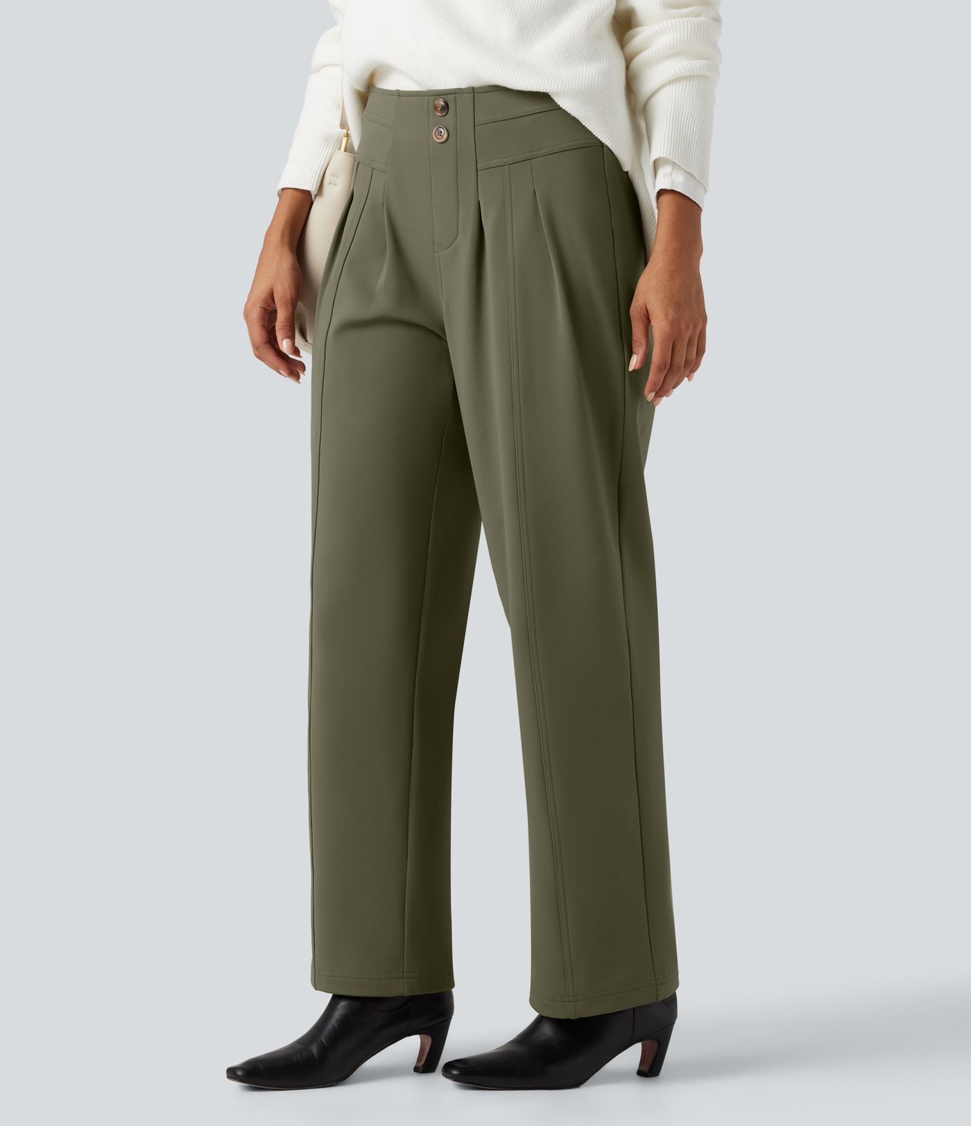 Pantalon tailleur thermique SoftlyZero™ Plush coupe droite taille mi-haute avec poches