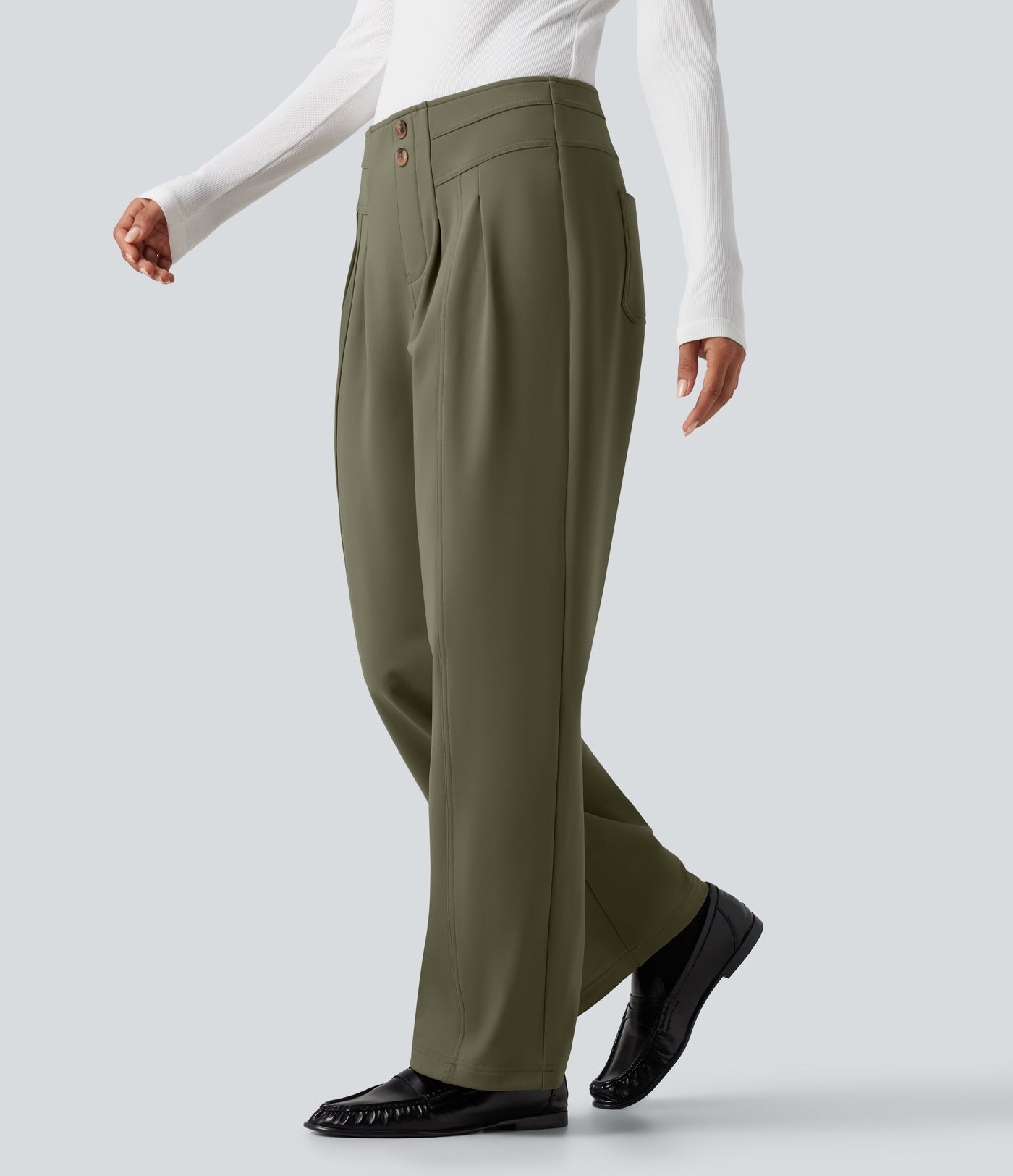 Pantalon tailleur thermique SoftlyZero™ Plush coupe droite taille mi-haute avec poches