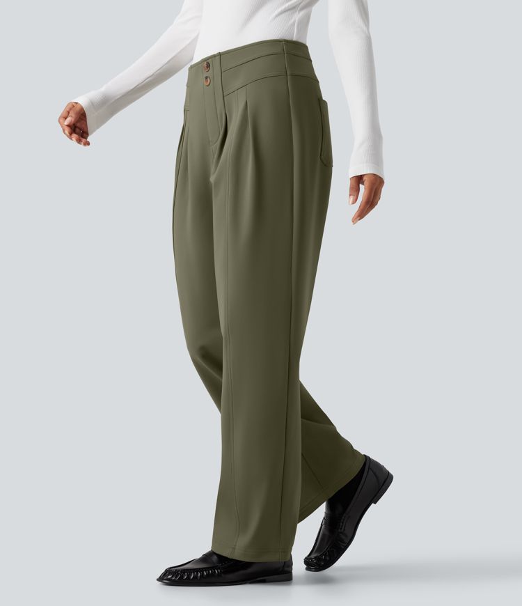 Pantalon tailleur thermique SoftlyZero™ Plush coupe droite taille mi-haute avec poches