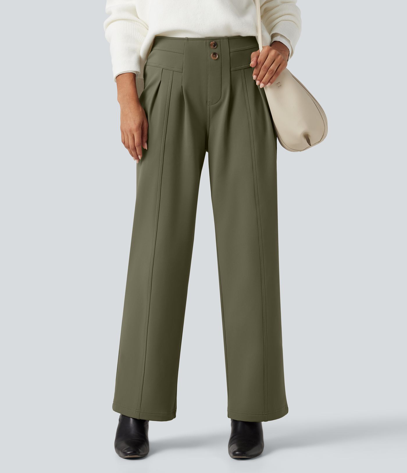 Pantalon tailleur thermique SoftlyZero™ Plush coupe droite taille mi-haute avec poches