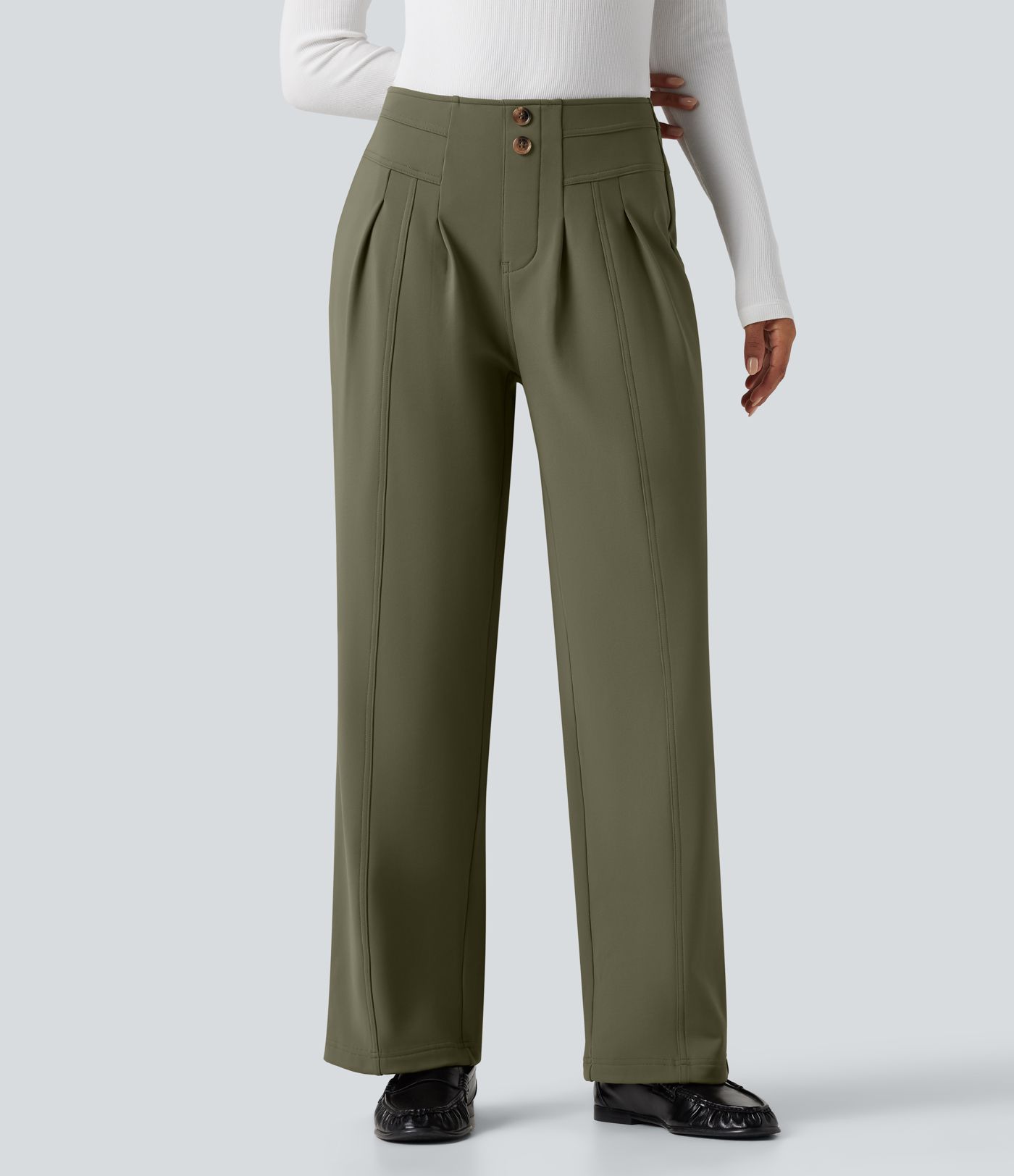 Pantalon tailleur thermique SoftlyZero™ Plush coupe droite taille mi-haute avec poches