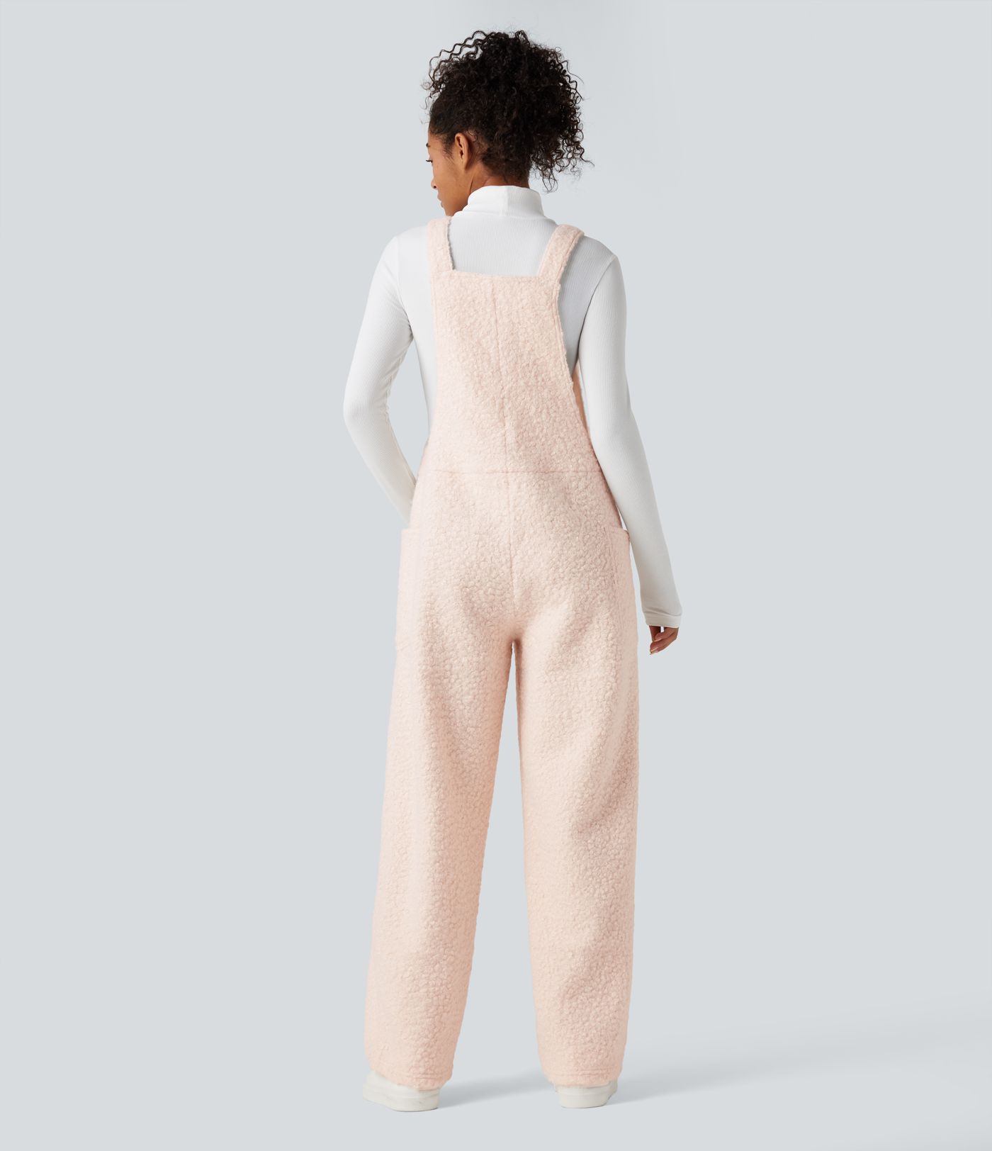 Lässiger Teddy-Overall mit V-Ausschnitt und Seitentaschen