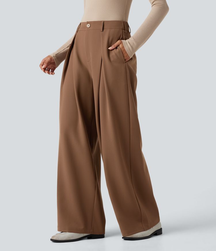 Halara Flex™ - Arbeits-Hose mit hohem Bund, Seitentaschen und weitem Bein