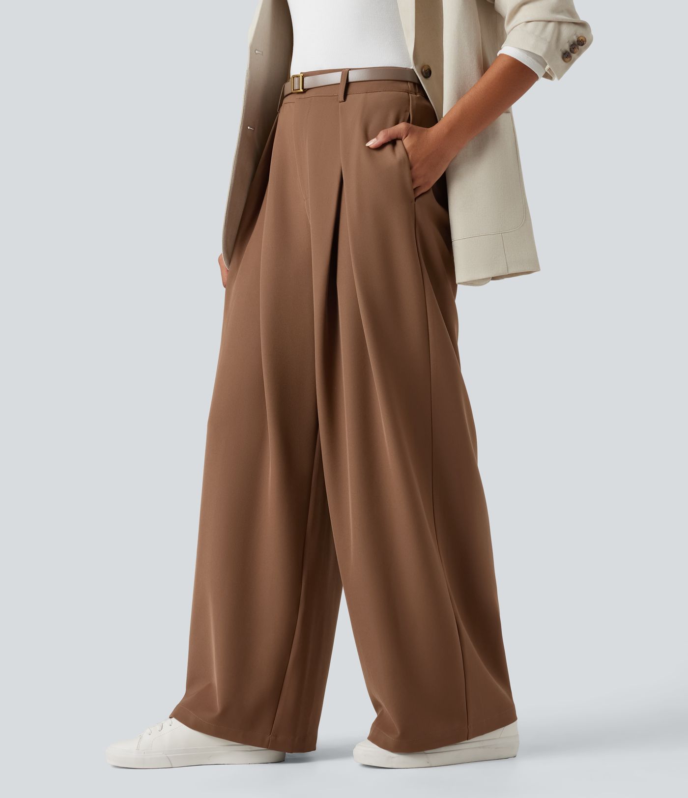 Halara Flex™ - Arbeits-Hose mit hohem Bund, Seitentaschen und weitem Bein