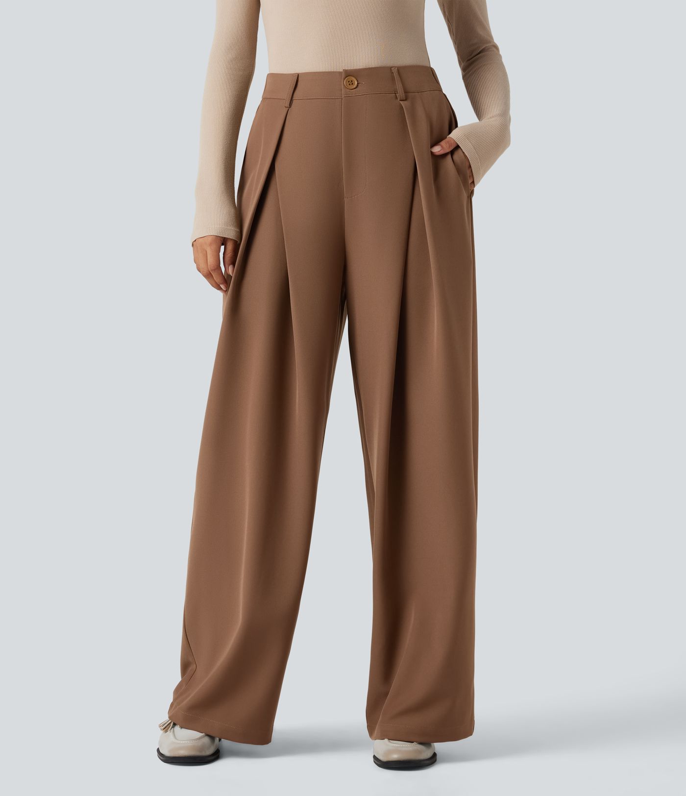 Halara Flex™ - Arbeits-Hose mit hohem Bund, Seitentaschen und weitem Bein