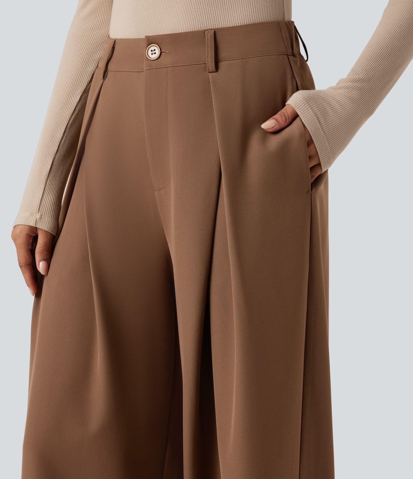 Halara Flex™ - Arbeits-Hose mit hohem Bund, Seitentaschen und weitem Bein