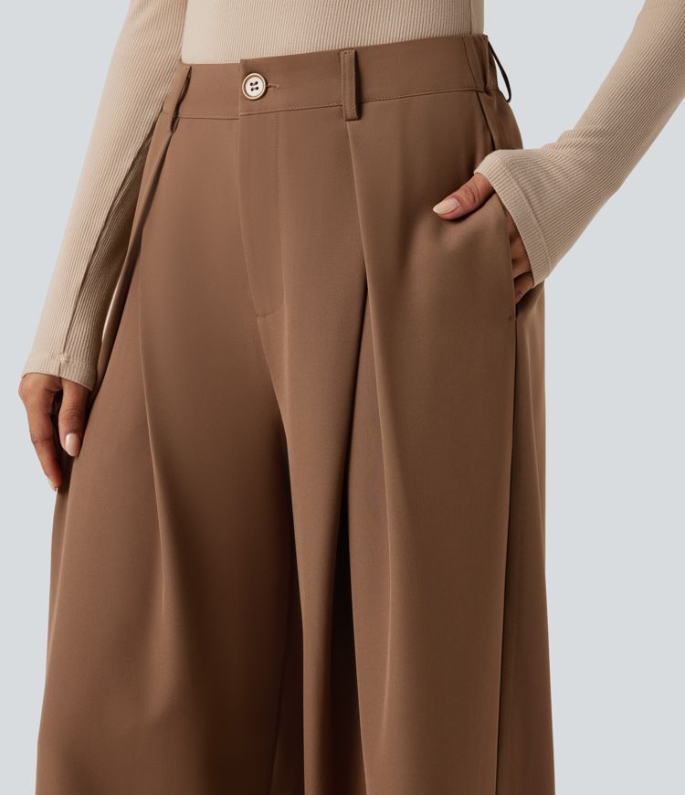 Halara Flex™ - Arbeits-Hose mit hohem Bund, Seitentaschen und weitem Bein