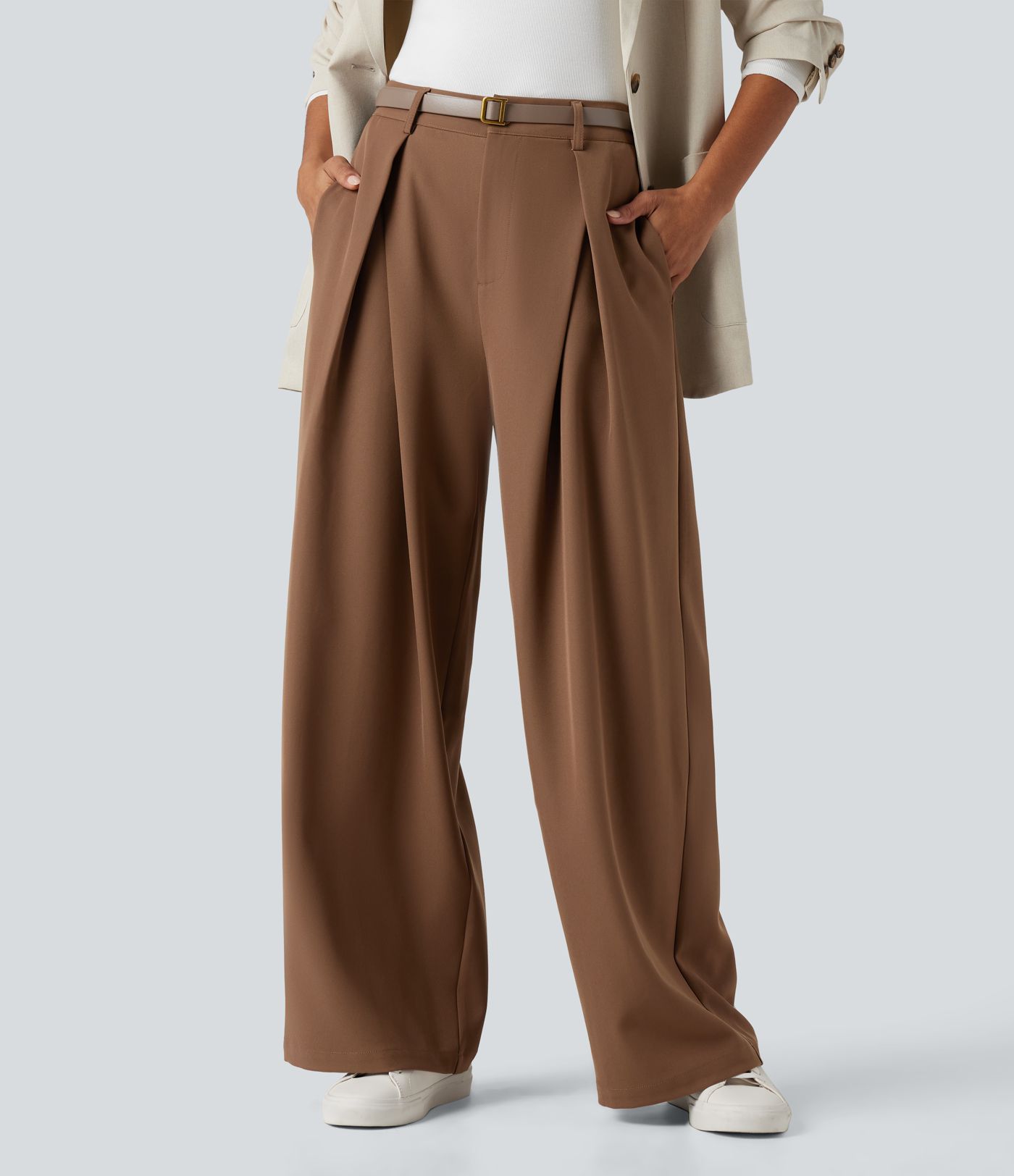 Halara Flex™ - Arbeits-Hose mit hohem Bund, Seitentaschen und weitem Bein