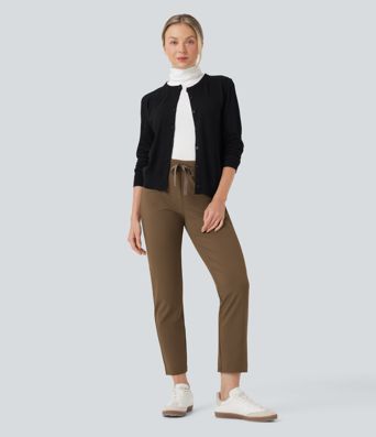 Halara Flex™ DayStretch Foldover High Waisted Drawstring 7/8 Slim Work Pants with Pockets