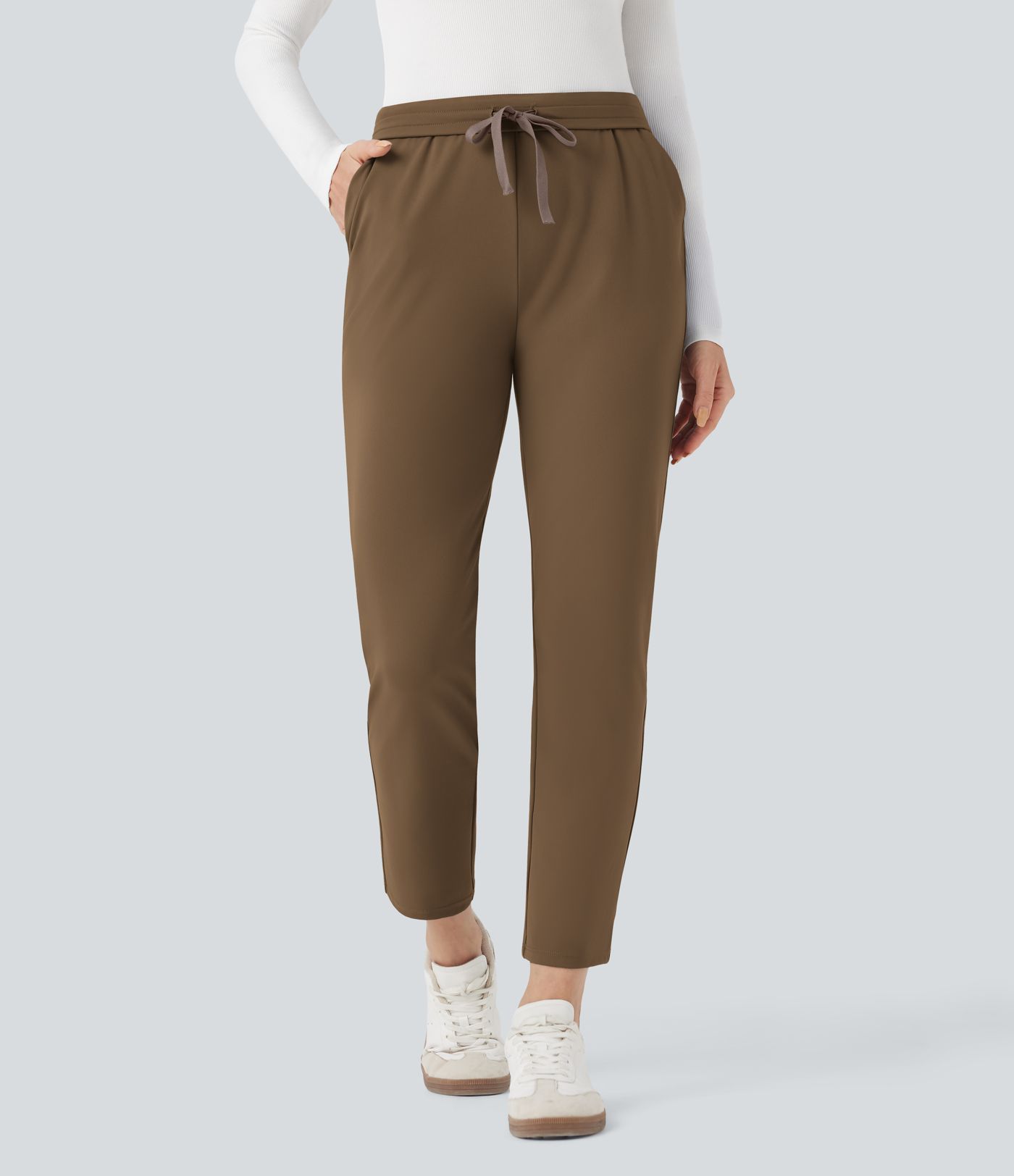 Halara Flex™ DayStretch Foldover High Waisted Drawstring 7/8 Slim Work Pants with Pockets