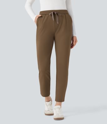 Halara Flex™ DayStretch Foldover High Waisted Drawstring 7/8 Slim Work Pants with Pockets