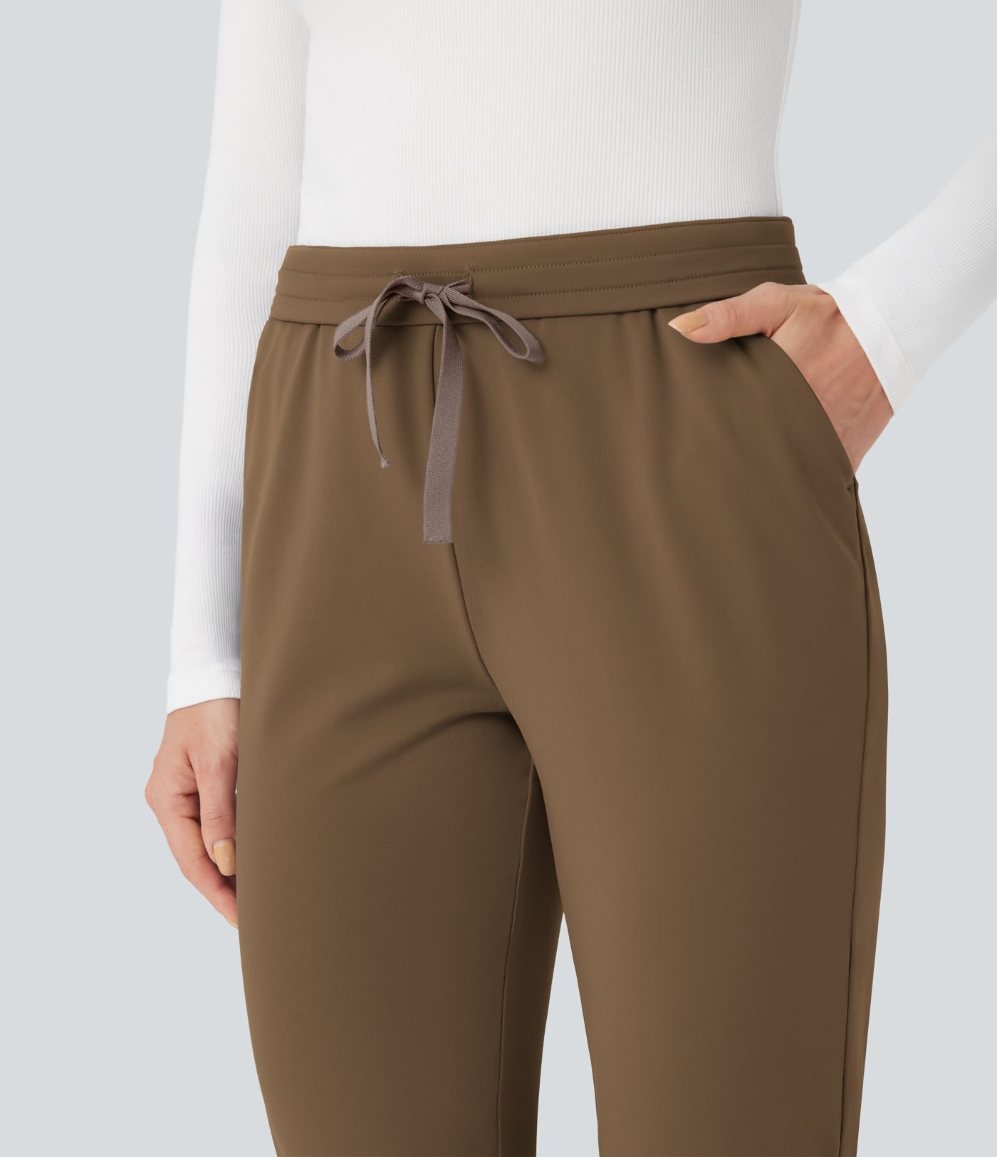 Halara Flex™ DayStretch Foldover High Waisted Drawstring 7/8 Slim Work Pants with Pockets