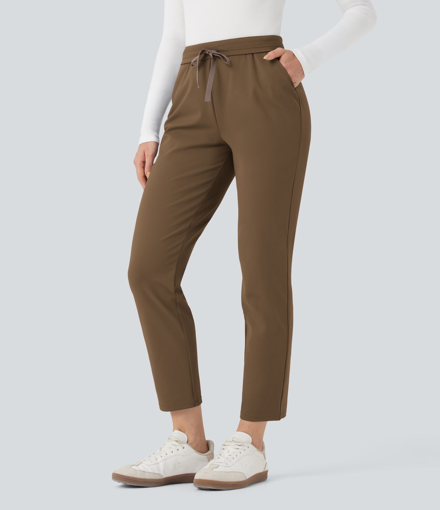 Halara Flex™ DayStretch Foldover High Waisted Drawstring 7/8 Slim Work Pants with Pockets