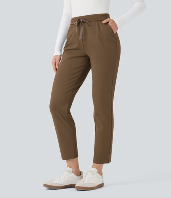 Halara Flex™ DayStretch Foldover High Waisted Drawstring 7/8 Slim Work Pants with Pockets