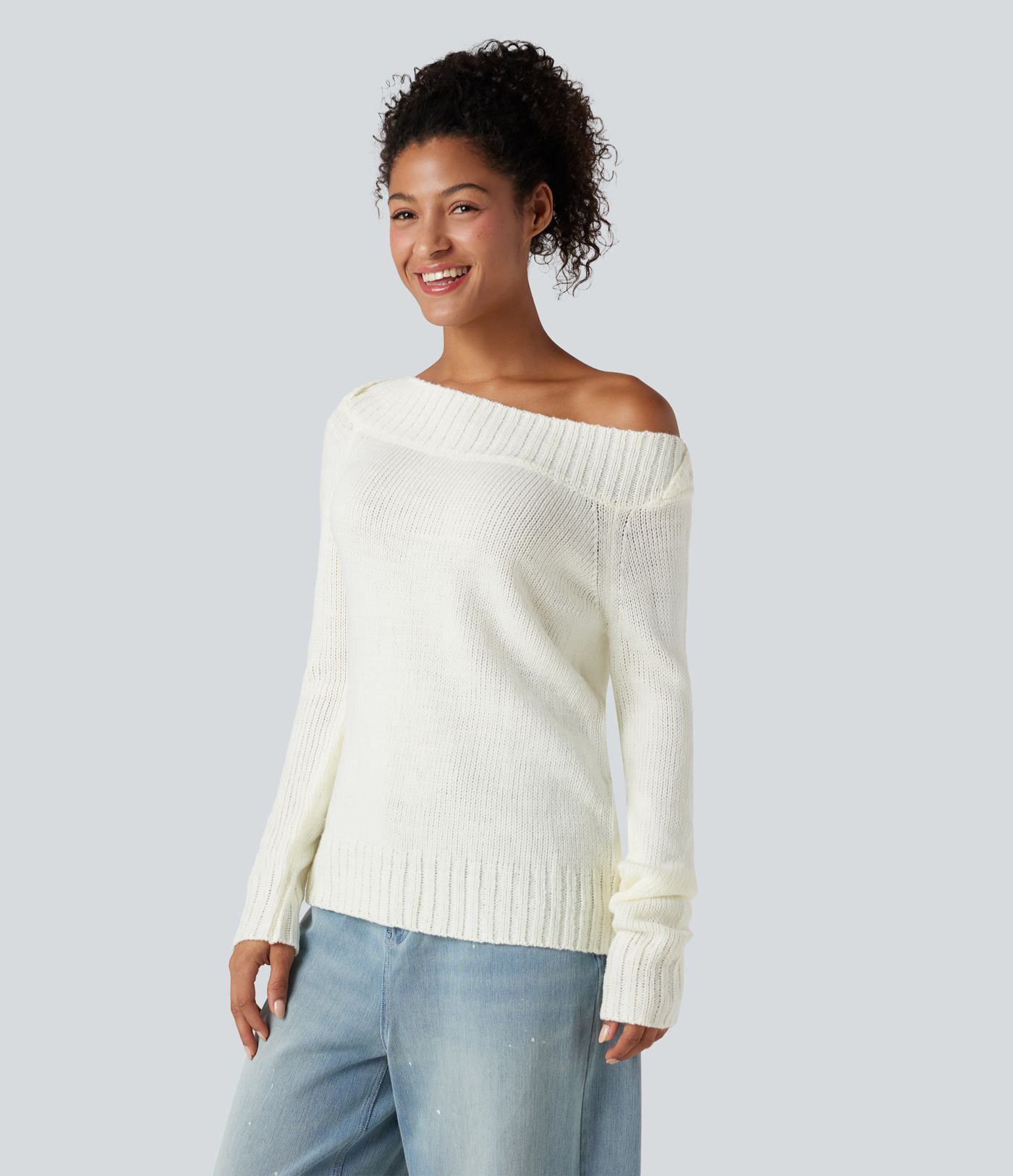 One Shoulder Long Sleeve Casual Jumper