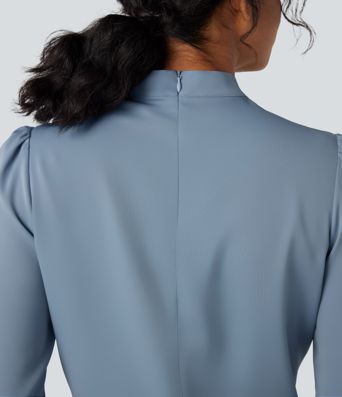 Wrinkle-resistant Bow Neck Puff Long Sleeve Work Shirt