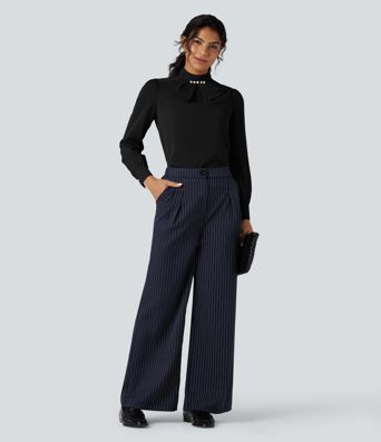 Wrinkle-resistant Bow Neck Puff Long Sleeve Work Shirt