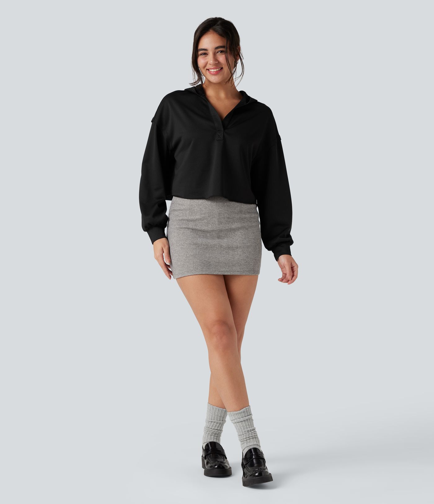 Hooded Long Sleeve Relaxed Casual Sweatshirt