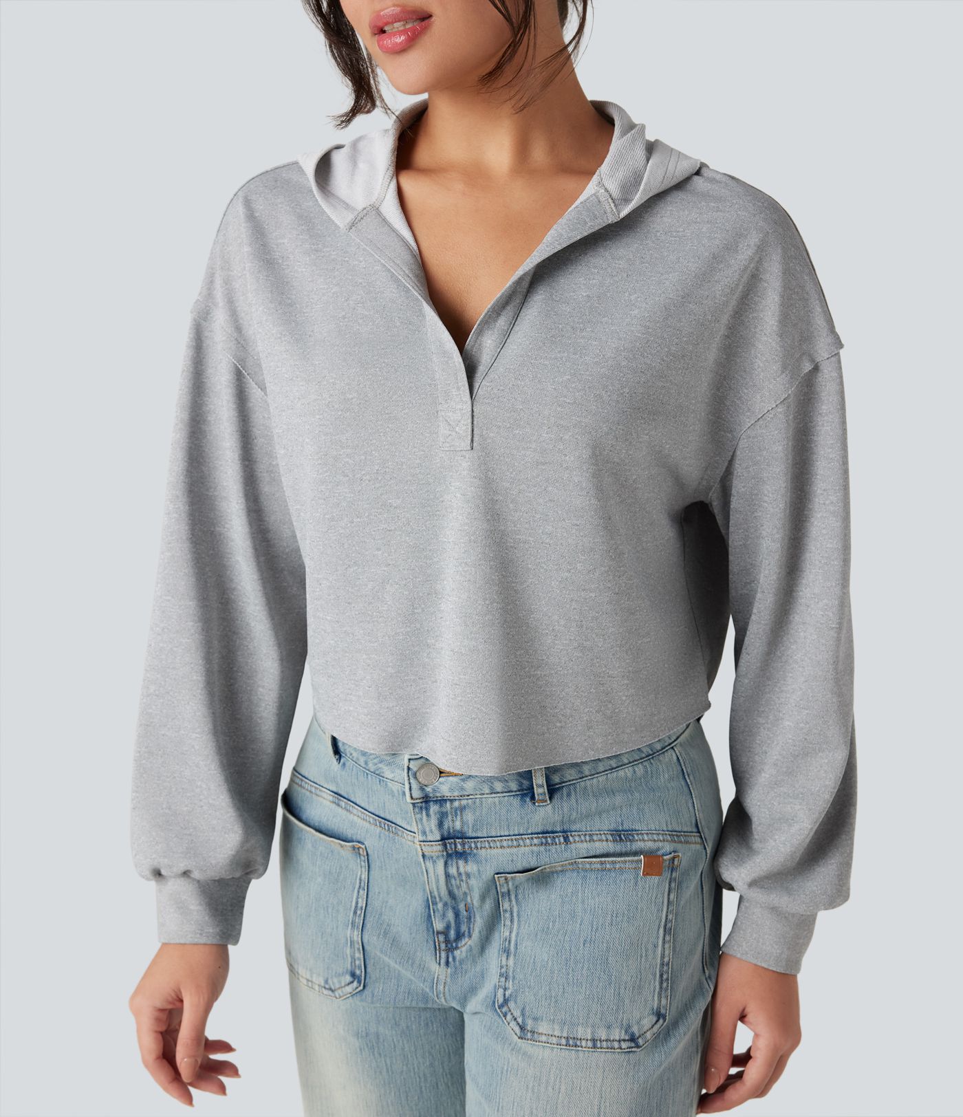 Hooded Long Sleeve Relaxed Casual Sweatshirt