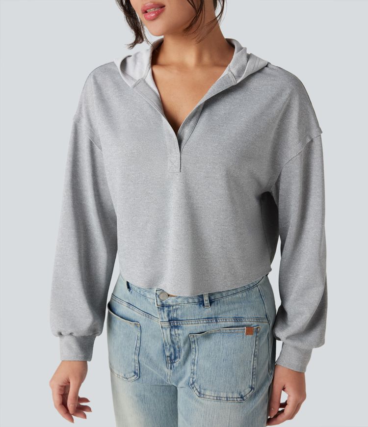 Hooded Long Sleeve Relaxed Casual Sweatshirt