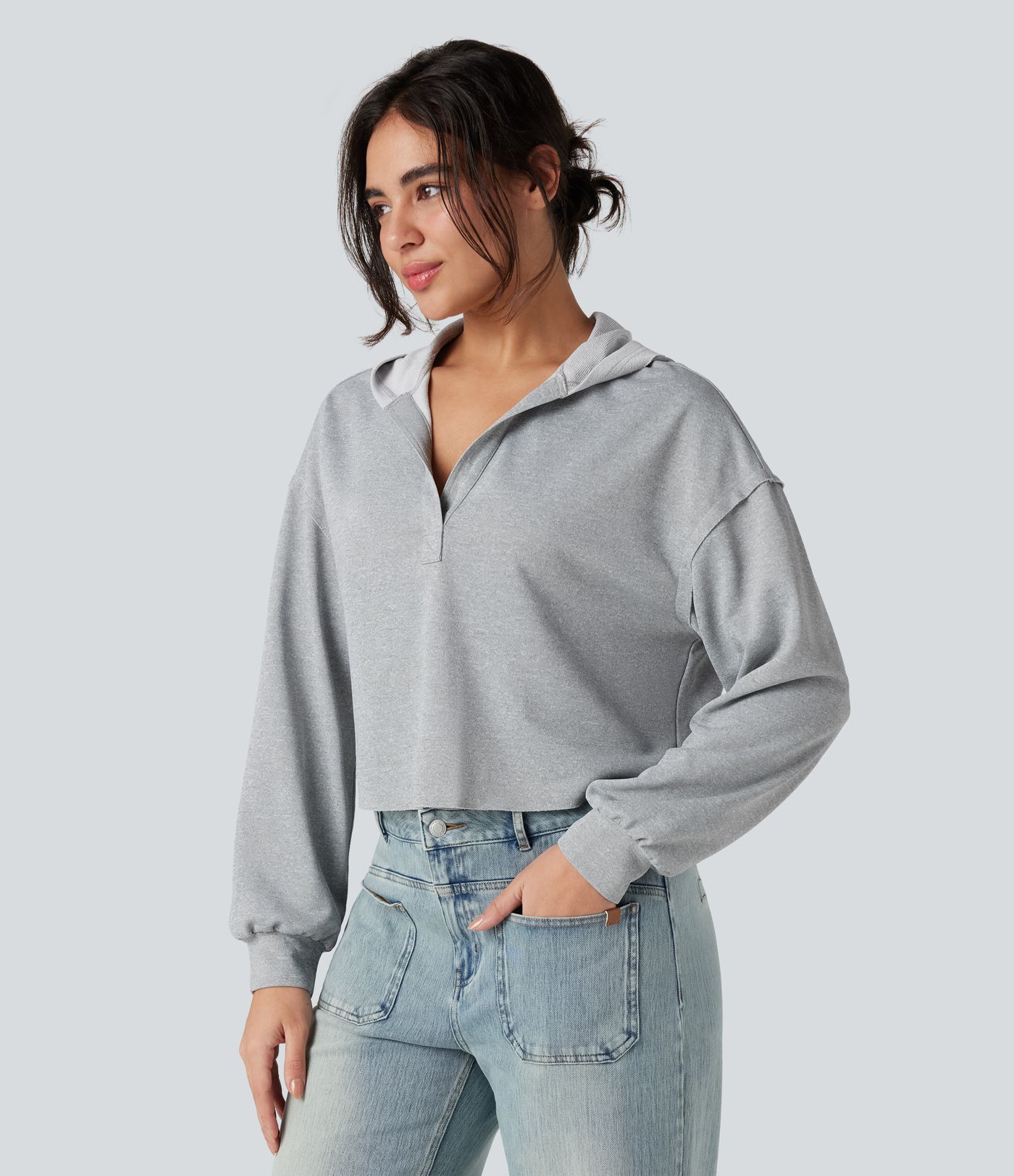 Hooded Long Sleeve Relaxed Casual Sweatshirt