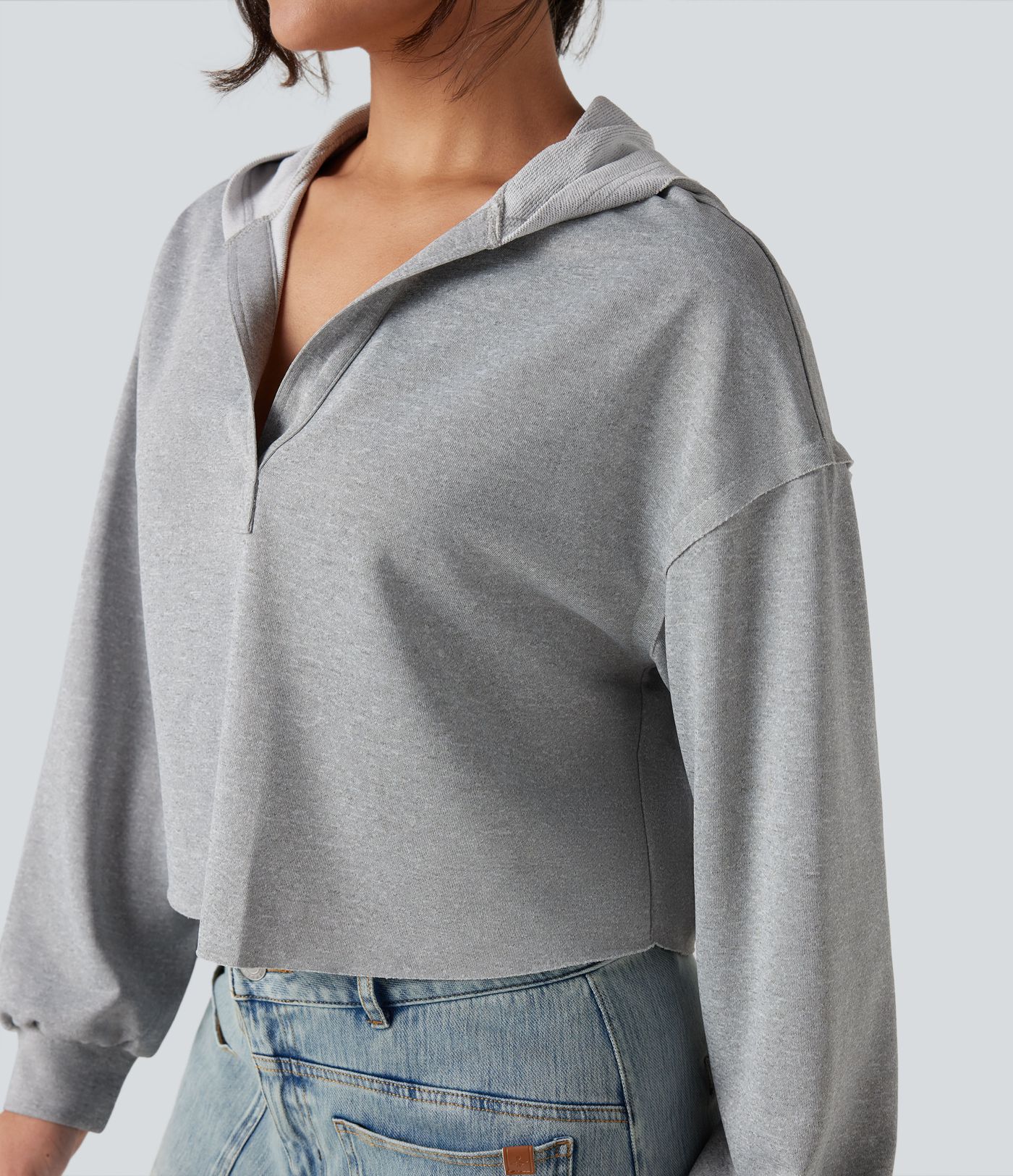 Hooded Long Sleeve Relaxed Casual Sweatshirt