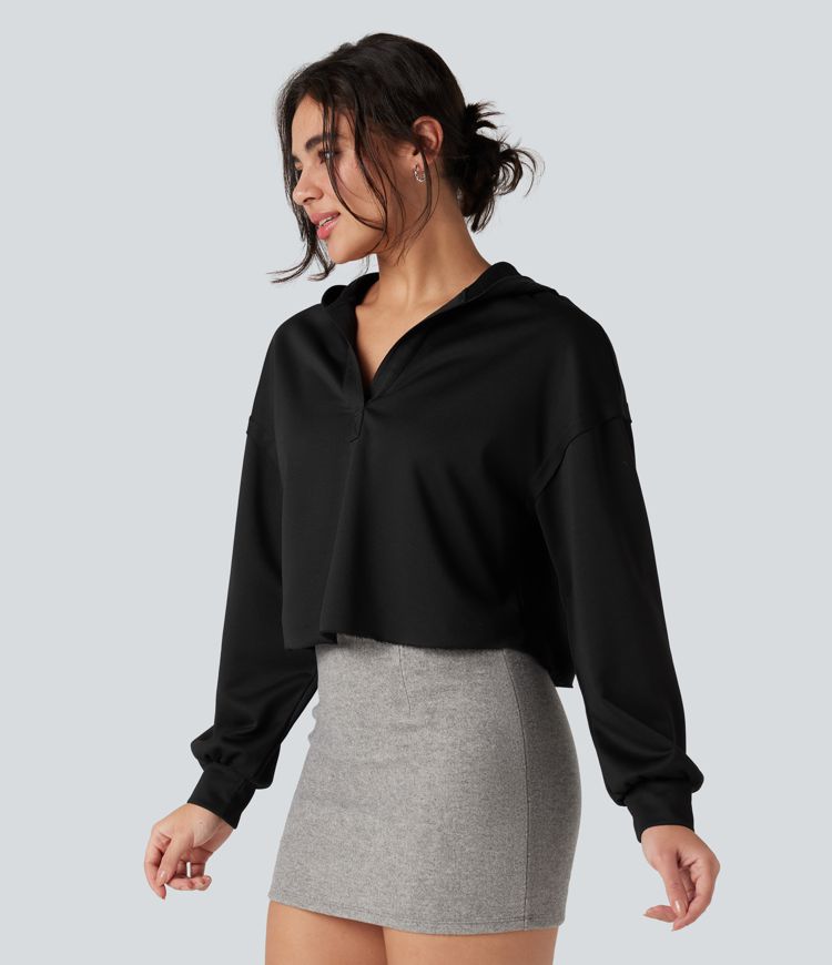 Hooded Long Sleeve Relaxed Casual Sweatshirt