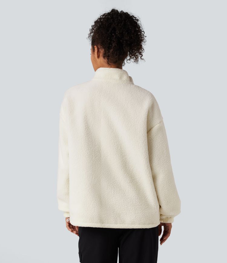 Veste polaire randonnée réversible col montant fermeture éclair manches longues avec poches (Deux looks en un)