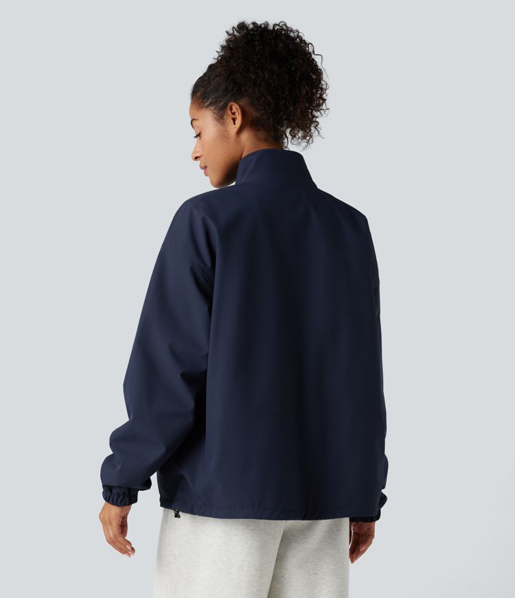 Chaqueta reversible de polar para senderismo con cuello alto, mangas largas, cremallera y bolsillos (dos estilos en uno)