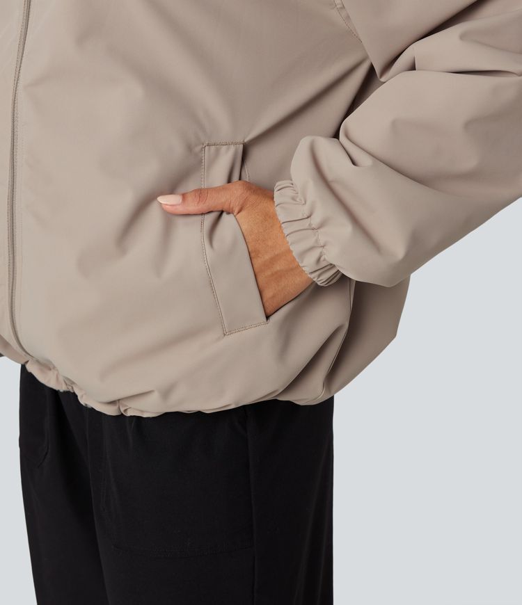 Veste polaire randonnée réversible col montant fermeture éclair manches longues avec poches (Deux looks en un)