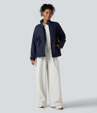 Chaqueta reversible de polar para senderismo con cuello alto, mangas largas, cremallera y bolsillos (dos estilos en uno)