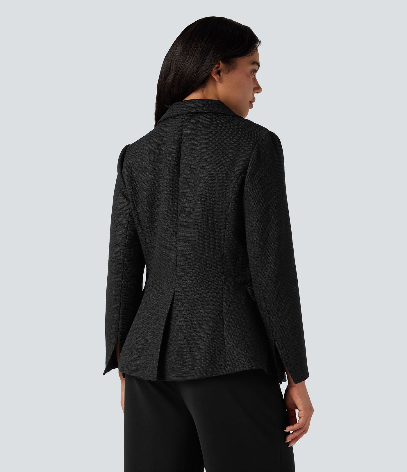 Notched Collar Long Sleeve Work Blazer with Pockets