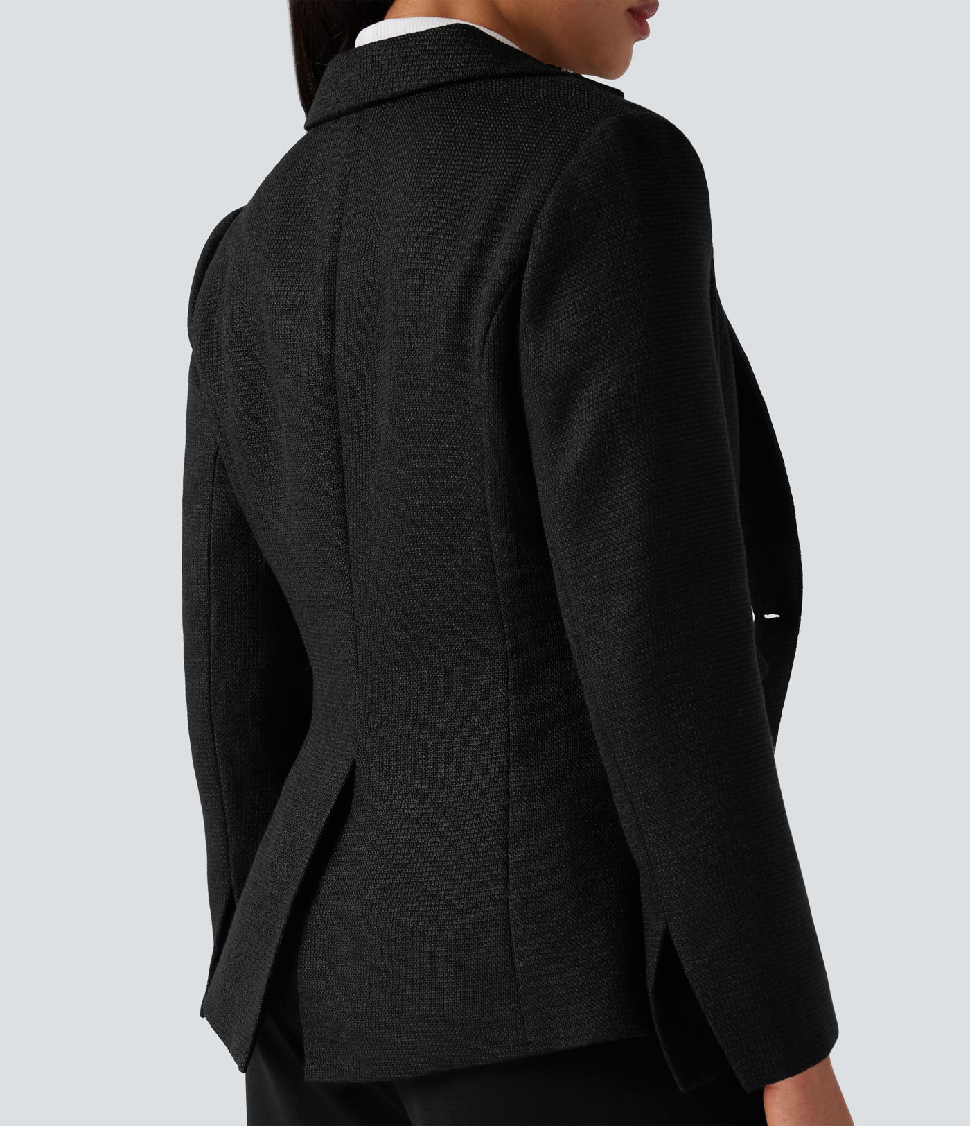 Notched Collar Long Sleeve Work Blazer with Pockets