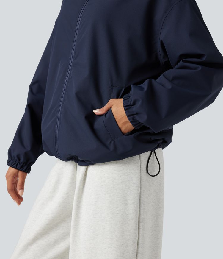 Chaqueta reversible de polar para senderismo con cuello alto, mangas largas, cremallera y bolsillos (dos estilos en uno)