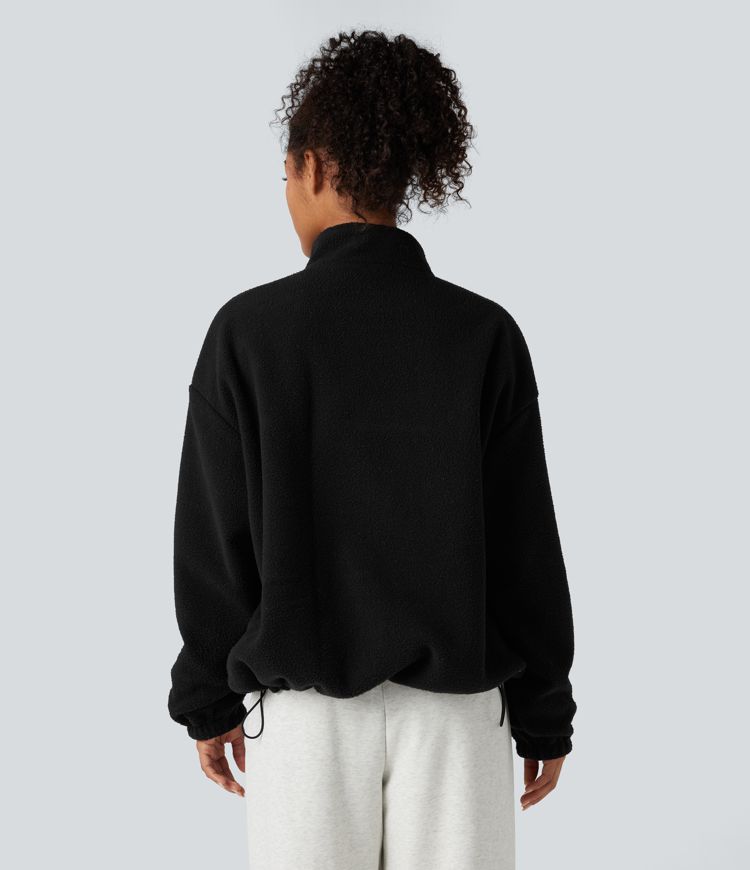 Chaqueta reversible de polar para senderismo con cuello alto, mangas largas, cremallera y bolsillos (dos estilos en uno)