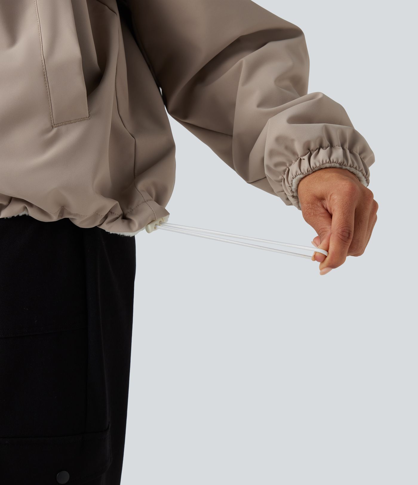 Veste polaire randonnée réversible col montant fermeture éclair manches longues avec poches (Deux looks en un)