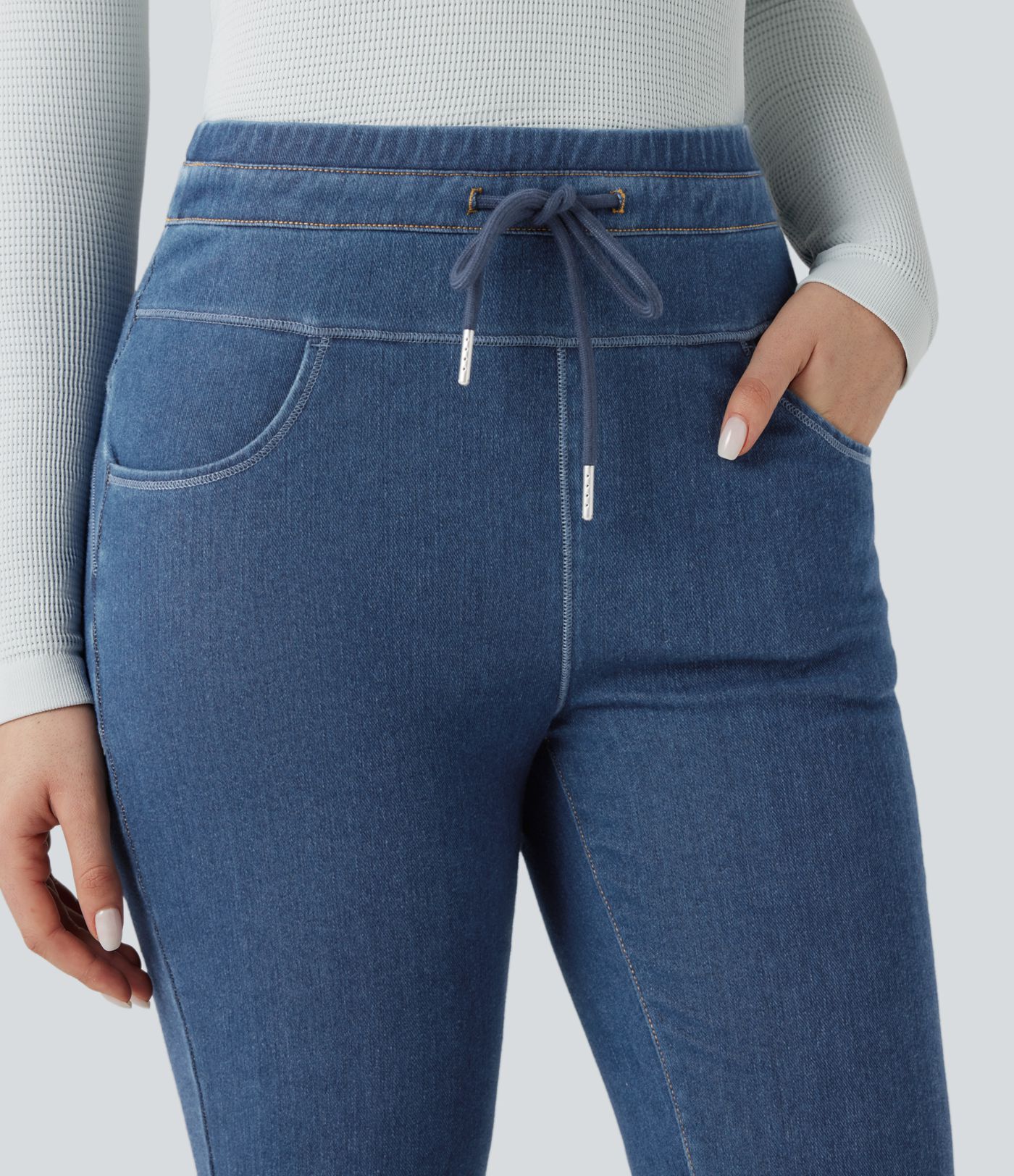 Halara Flex™ Denim Heat High Waisted Drawstring Casual Flare Leggings with Pockets