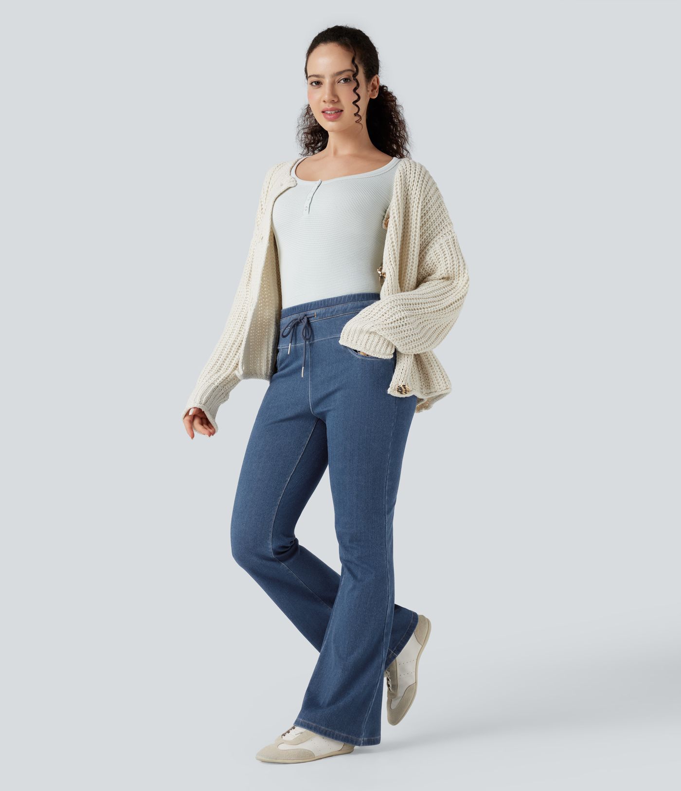 Halara Flex™ Denim Heat High Waisted Drawstring Casual Flare Leggings with Pockets