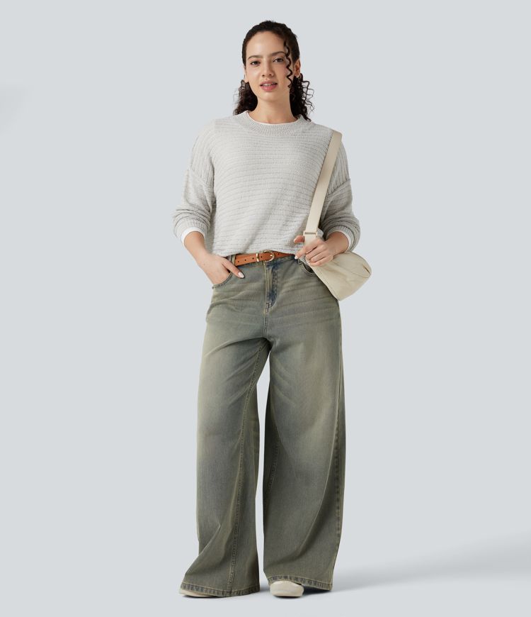 Halara Flex™ Low Rise Casual Wide-leg Jeans with pockets