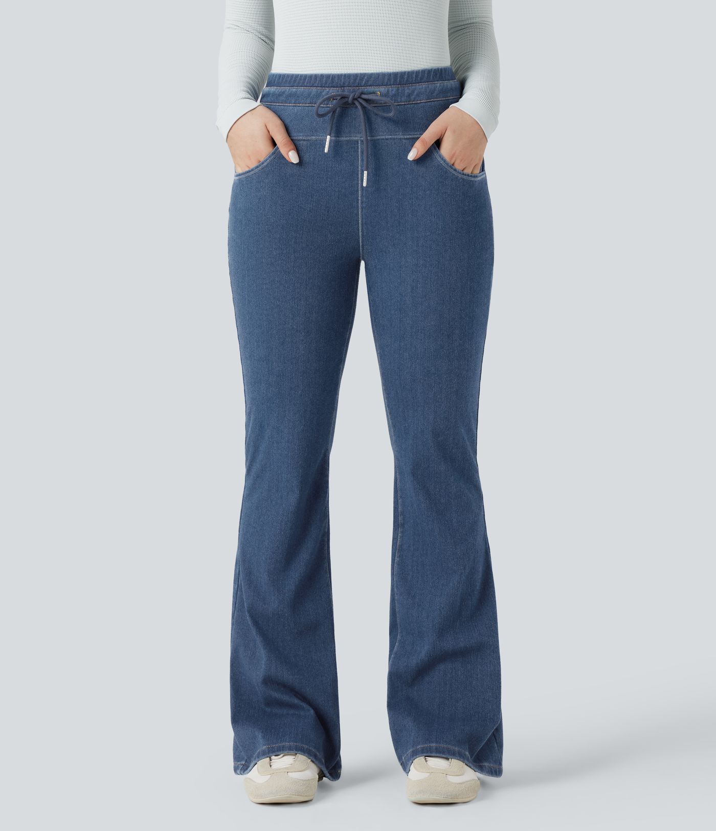Halara Flex™ Denim Heat High Waisted Drawstring Casual Flare Leggings with Pockets