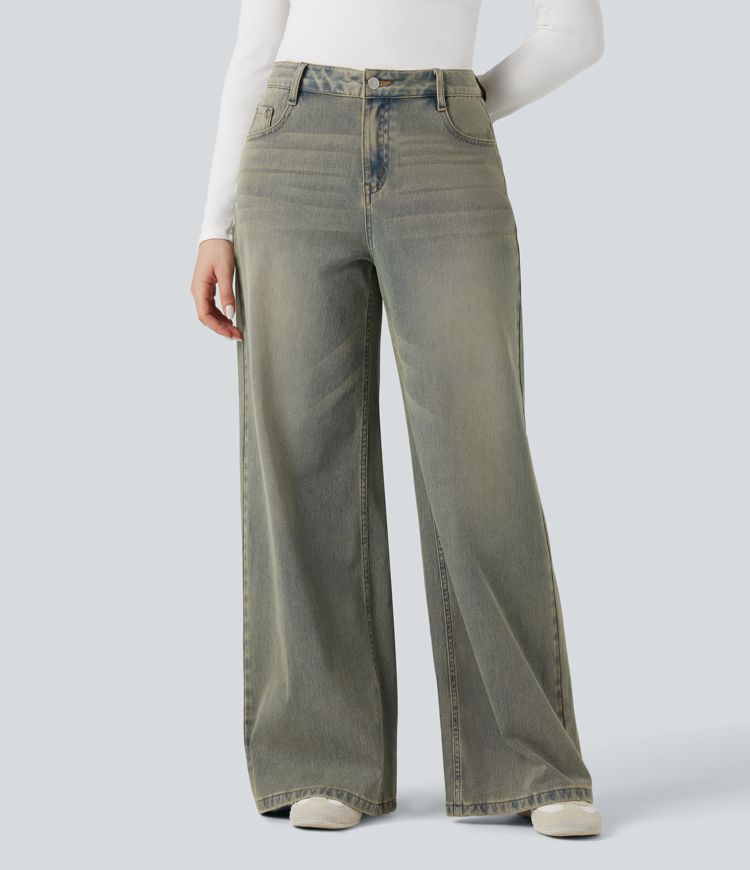 Halara Flex™ Low Rise Casual Wide-leg Jeans with pockets